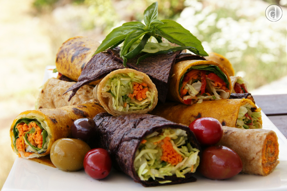 Ready for lunch with different flavoured wraps