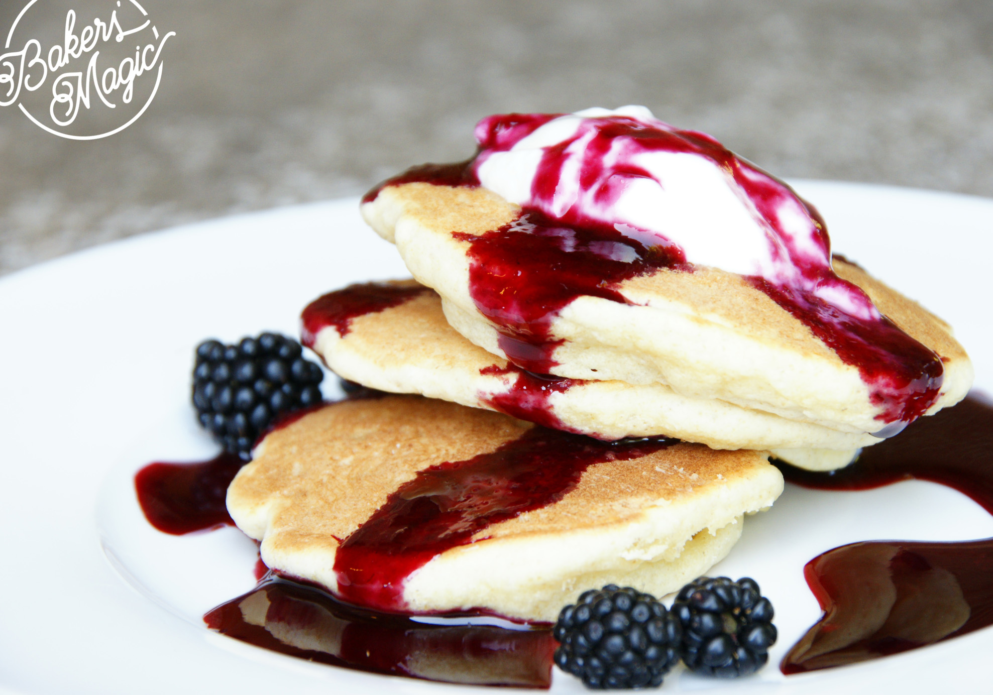 Delicious with wild blackberry syrup and yoghurt