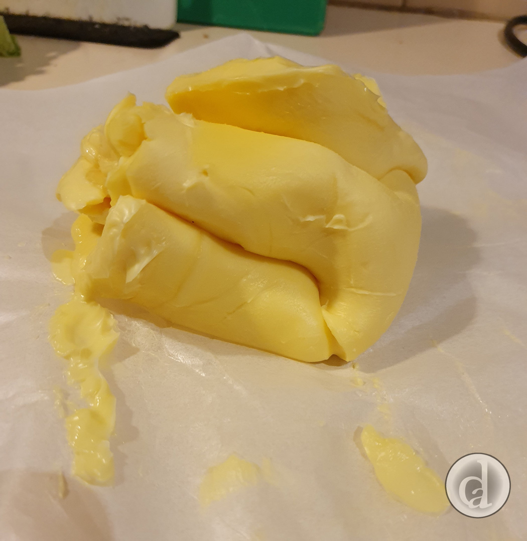 The butter needs to be soft enough to fold