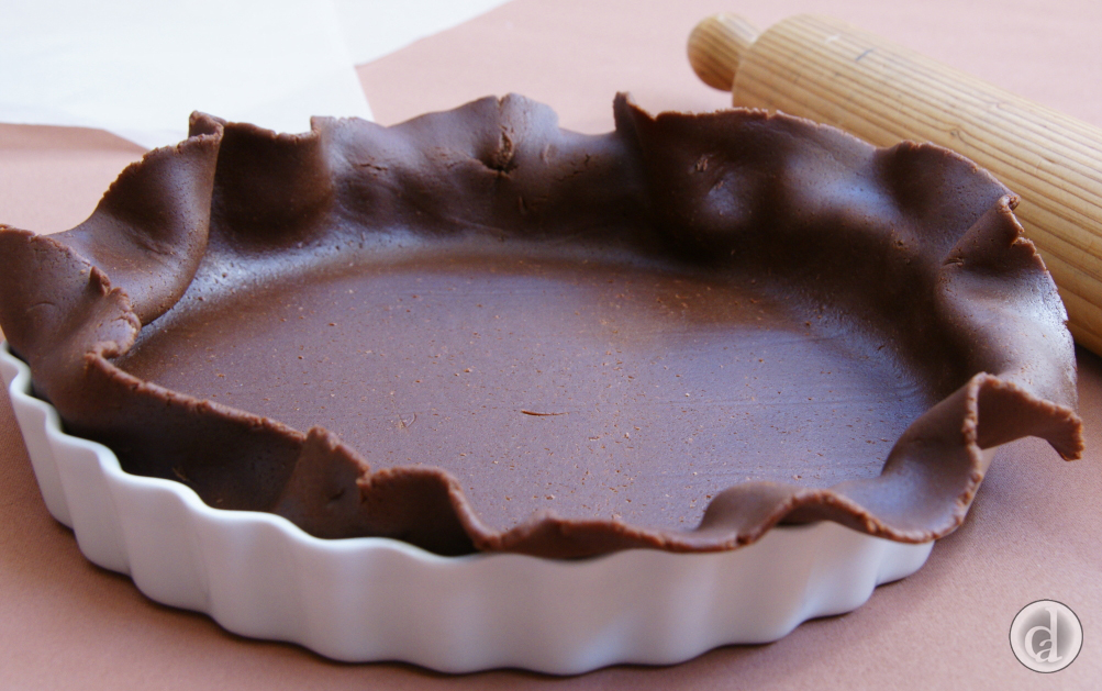 Dough transferred to flan dish