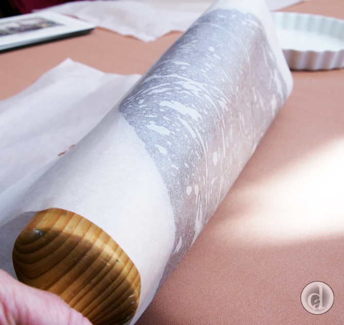 Lifting dough onto rolling pin